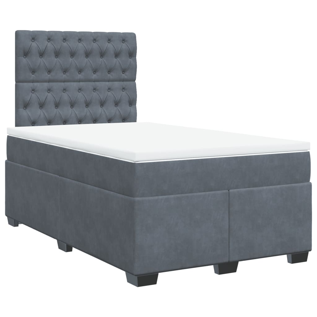 Box spring krevet s madracem tamnosivi 120 x 200 cm baršunasti