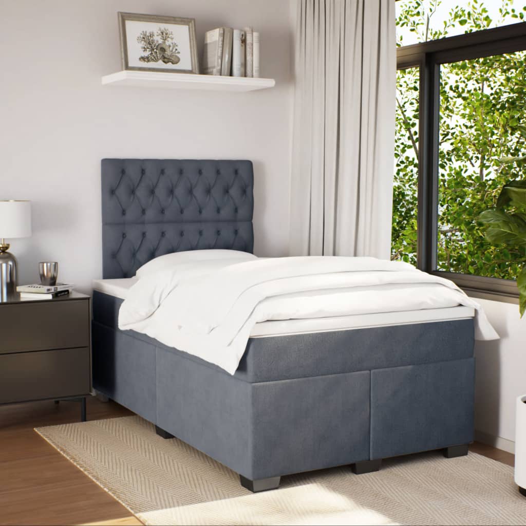 Box spring krevet s madracem tamnosivi 120 x 200 cm baršunasti