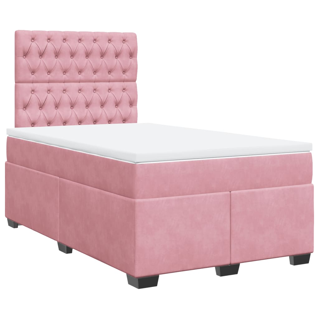 Box spring krevet s madracem ružičasti 120 x 200 cm baršunasti