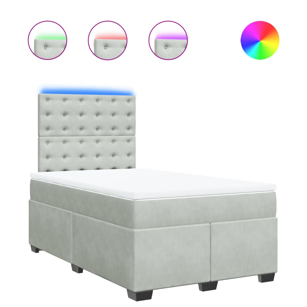 Box spring krevet s madracem svjetlosivi 120x200 cm baršunasti