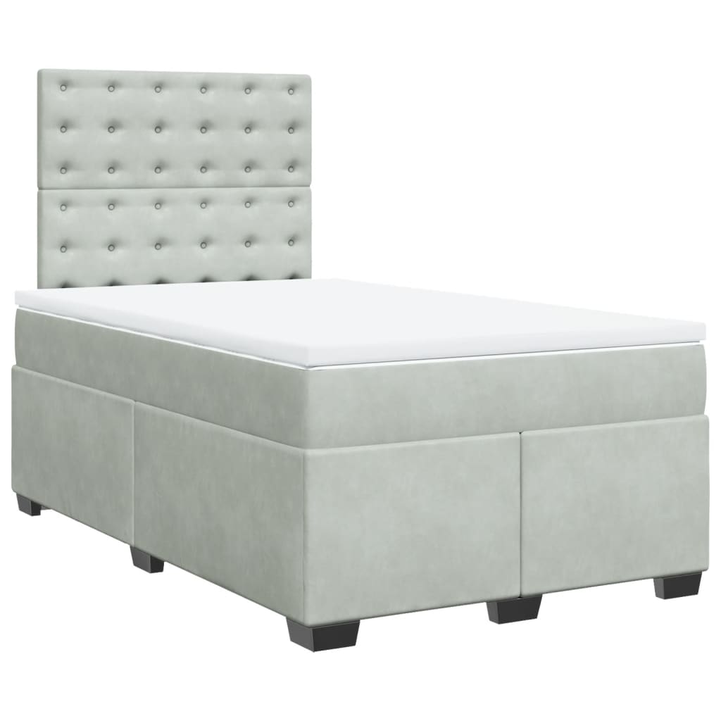 Box spring krevet s madracem svjetlosivi 120x200 cm baršunasti