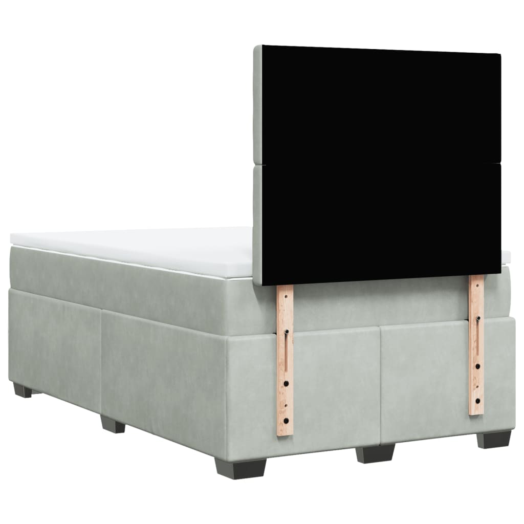 Box spring krevet s madracem svjetlosivi 120x200 cm baršunasti