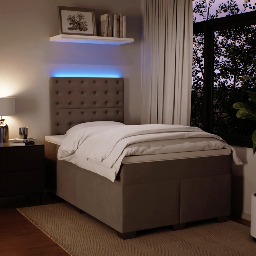 Box spring krevet s madracem svjetlosivi 120x200 cm baršunasti