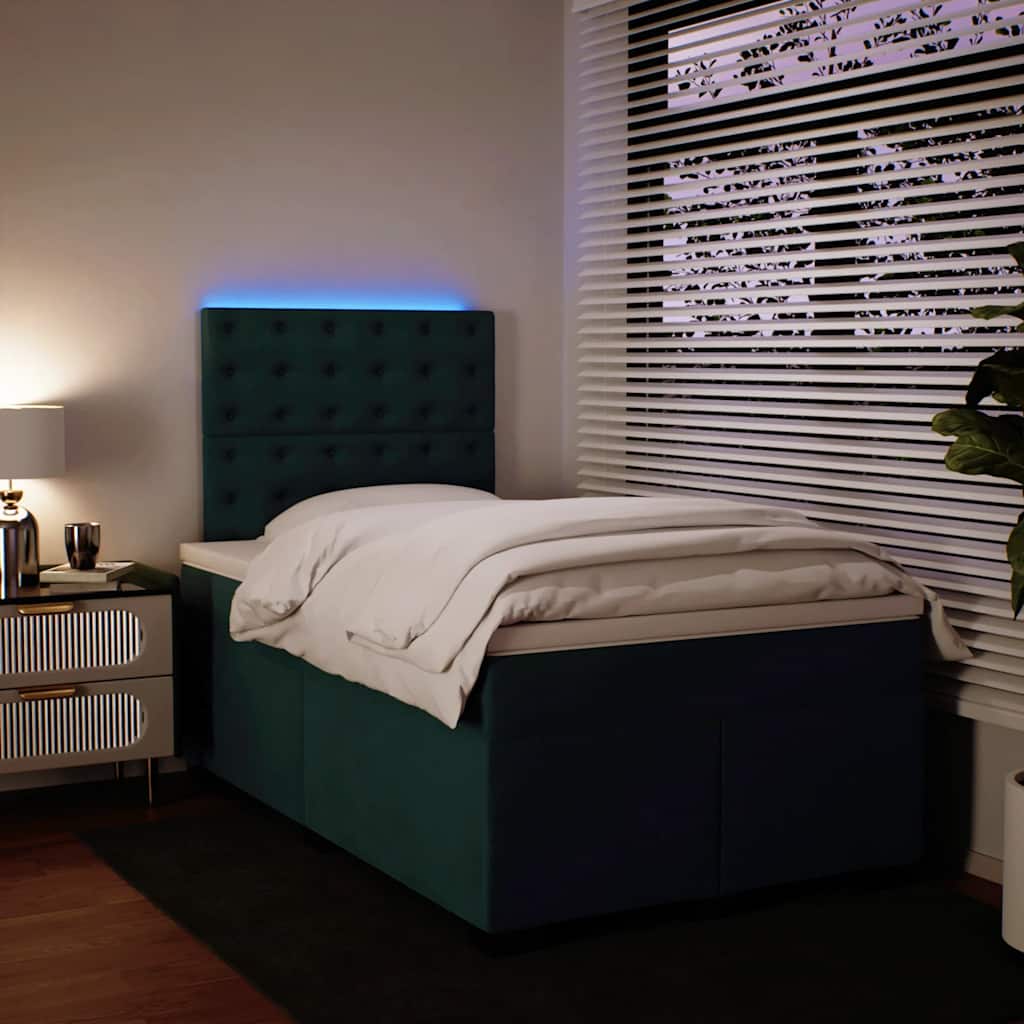 Box spring krevet s madracem tamnozeleni 120x200 cm baršunasti