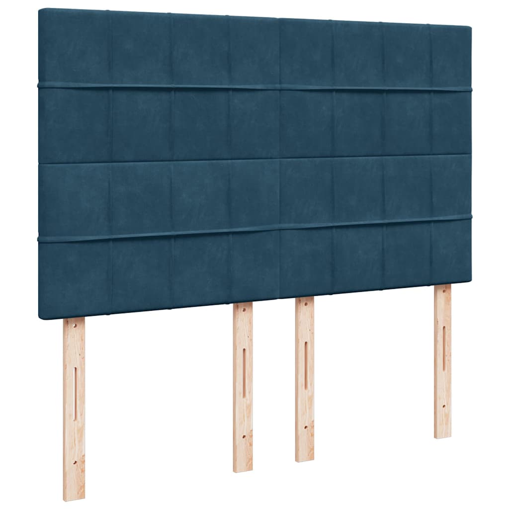 Krevet s oprugama i madracem plavi 140x190 cm baršunasti