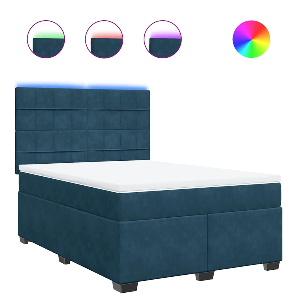 Krevet box spring s madracem plavi 160 x 200 cm baršunasti