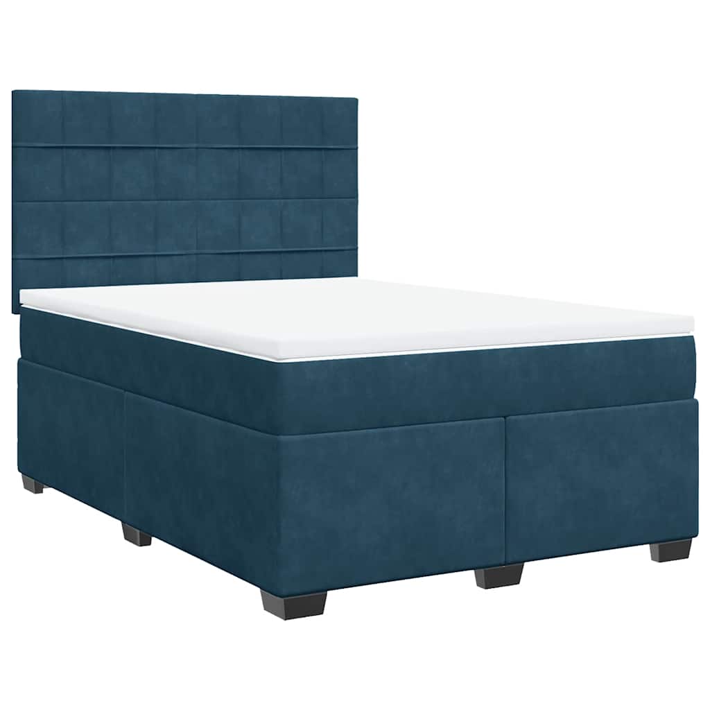 Krevet box spring s madracem plavi 160 x 200 cm baršunasti