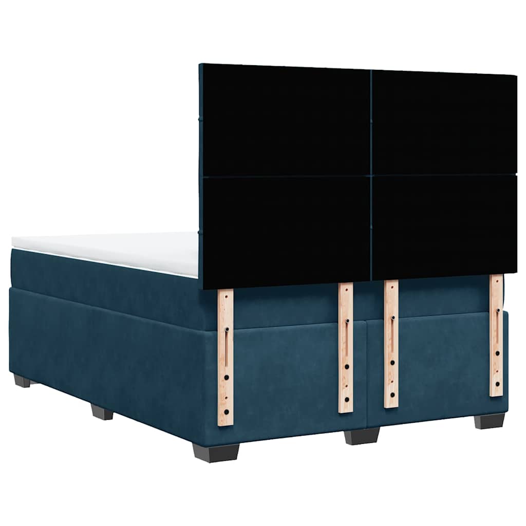 Krevet box spring s madracem plavi 160 x 200 cm baršunasti