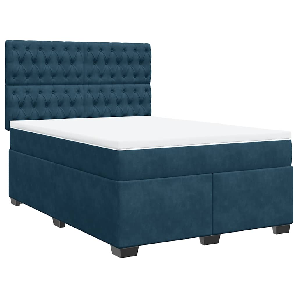 Krevet box spring s madracem plavi 160 x 200 cm baršunasti
