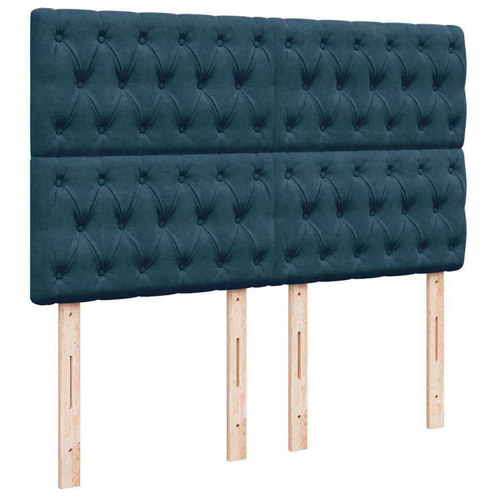 Krevet box spring s madracem plavi 160 x 200 cm baršunasti