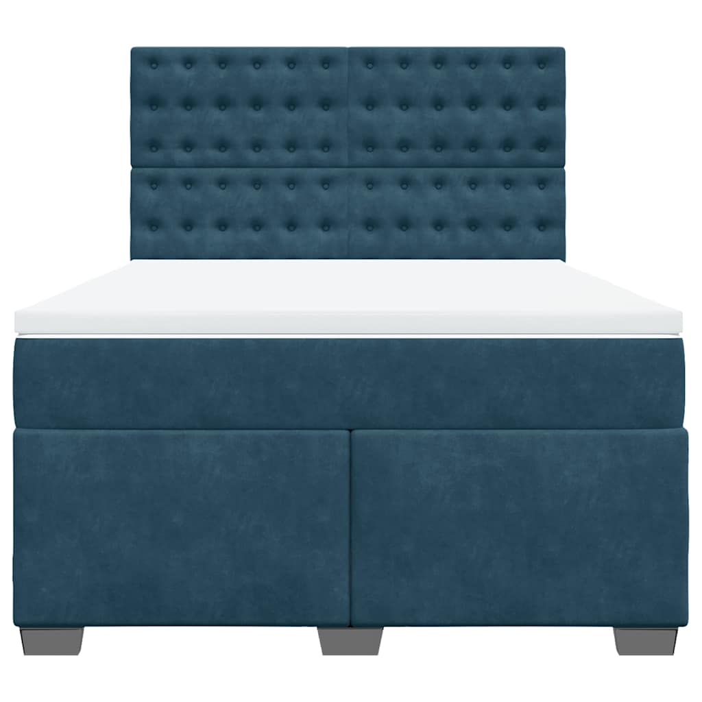 Krevet box spring s madracem plavi 160 x 200 cm baršunasti