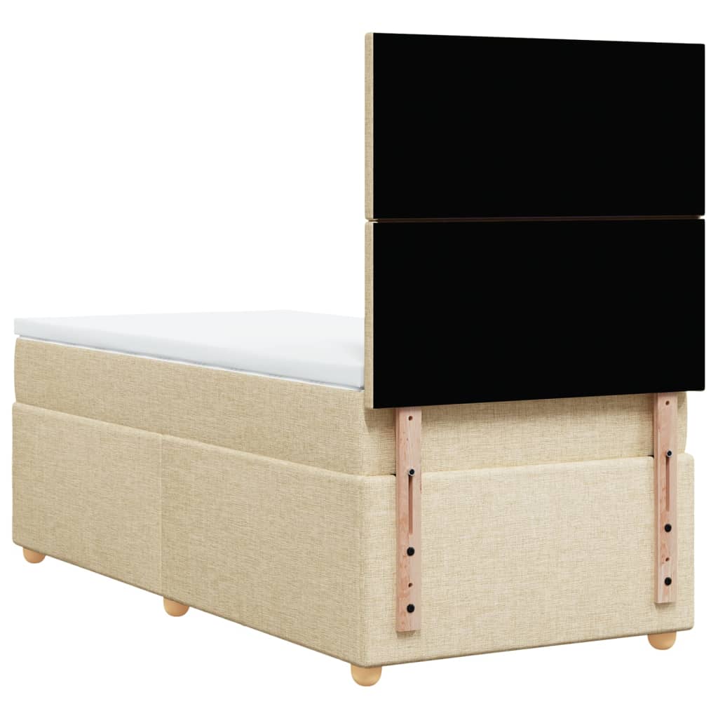 Krevet s oprugama i madracem krem 90 x 190 cm od tkanine
