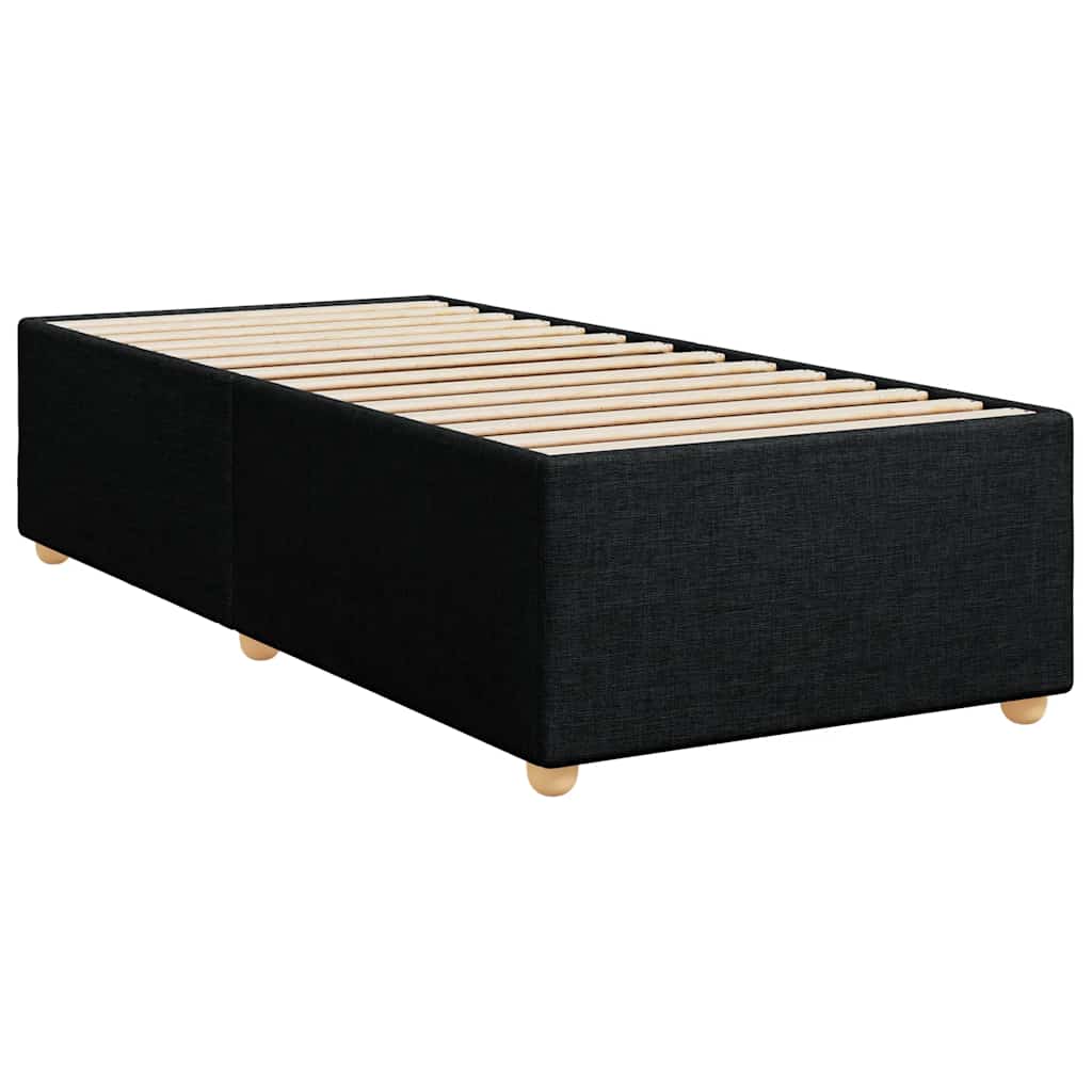 Krevet s oprugama i madracem crni 100 x 200 cm od tkanine
