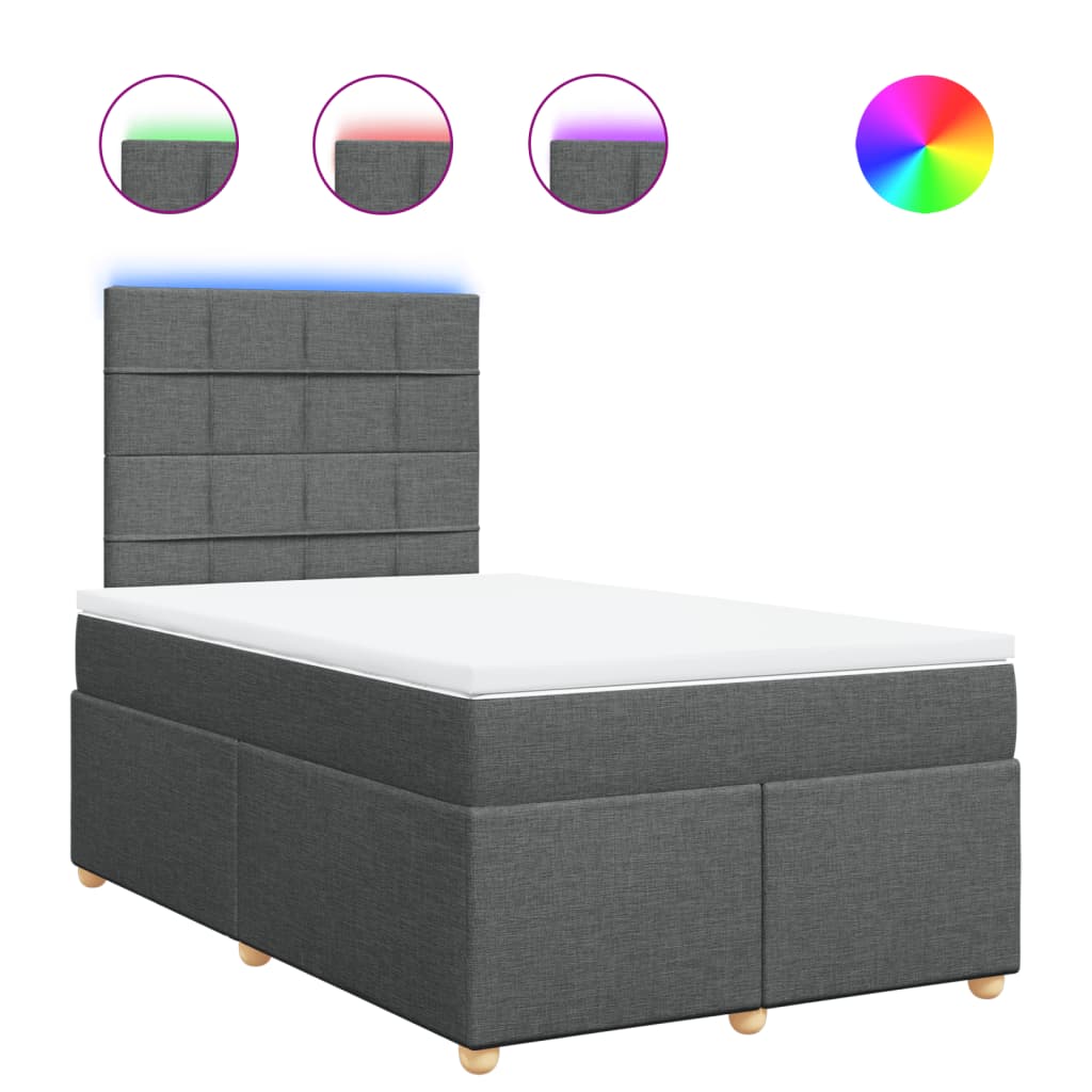 Krevet box spring s madracem tamnosivi 120 x 190 cm tkanina