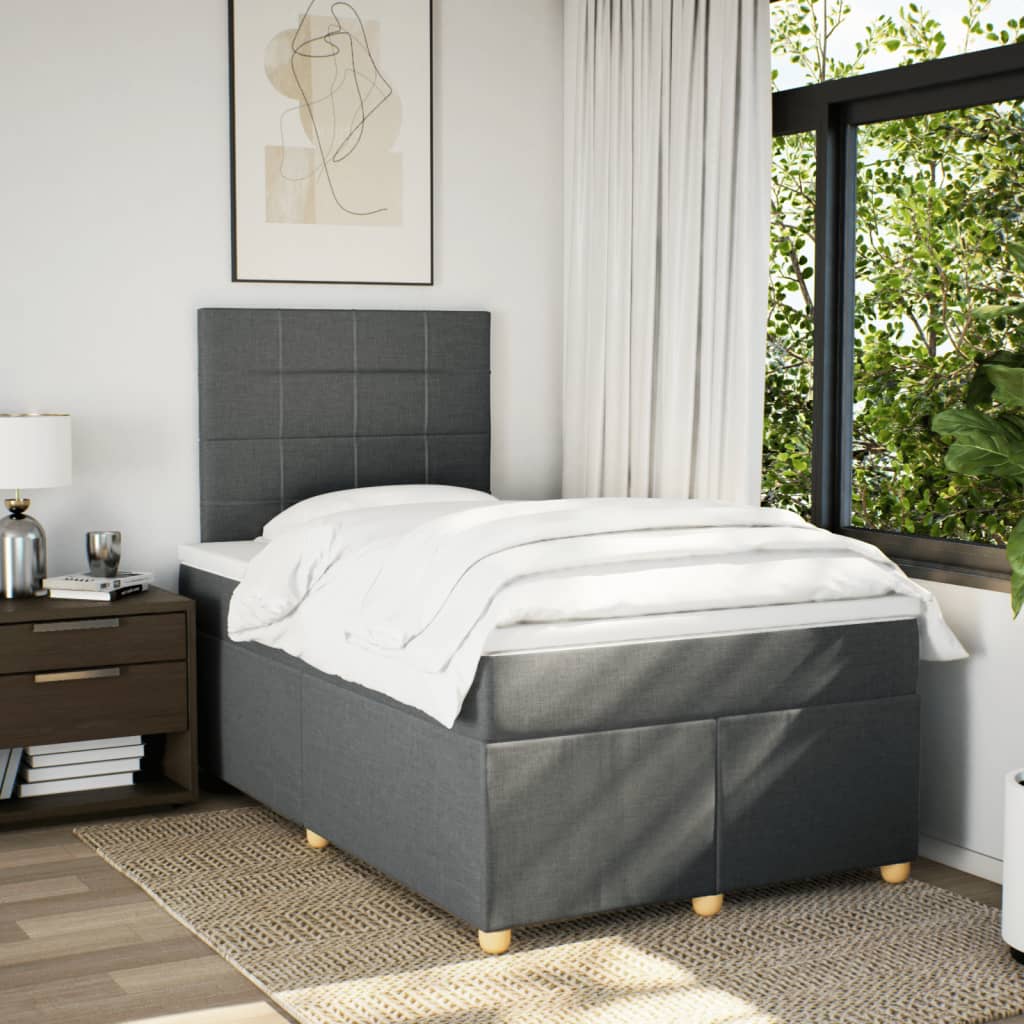 Krevet box spring s madracem tamnosivi 120 x 190 cm tkanina