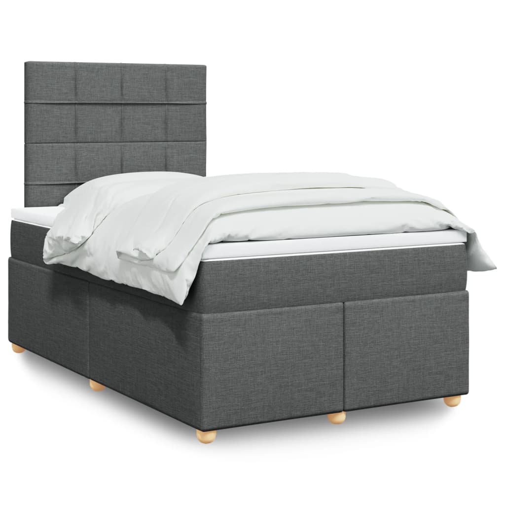Krevet box spring s madracem tamnosivi 120 x 190 cm tkanina