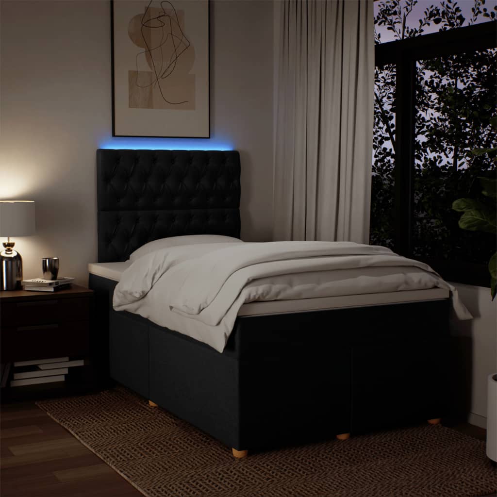 Krevet box spring s madracem crni 120 x 190 cm od tkanine
