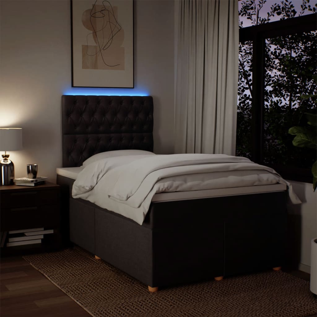 Krevet box spring s madracem tamnosmeđi 120 x 190 cm od tkanine