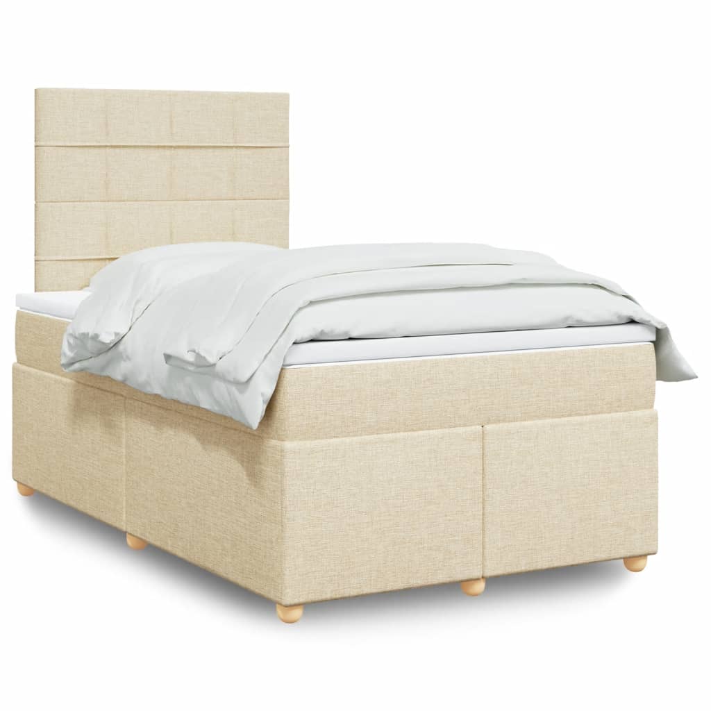 Krevet s oprugama i madracem krem 120 x 200 cm od tkanine