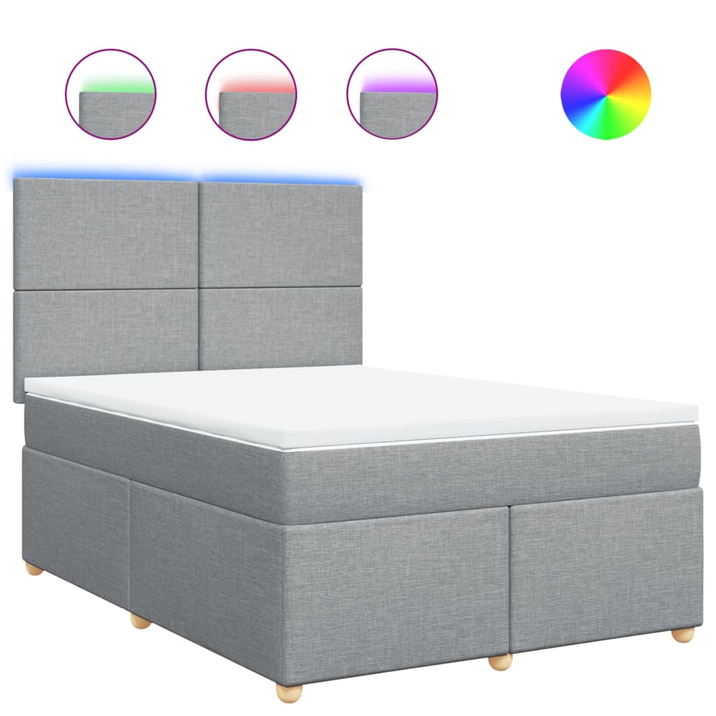 Krevet box spring s madracem svjetlosivi 140x200 cm od tkanine