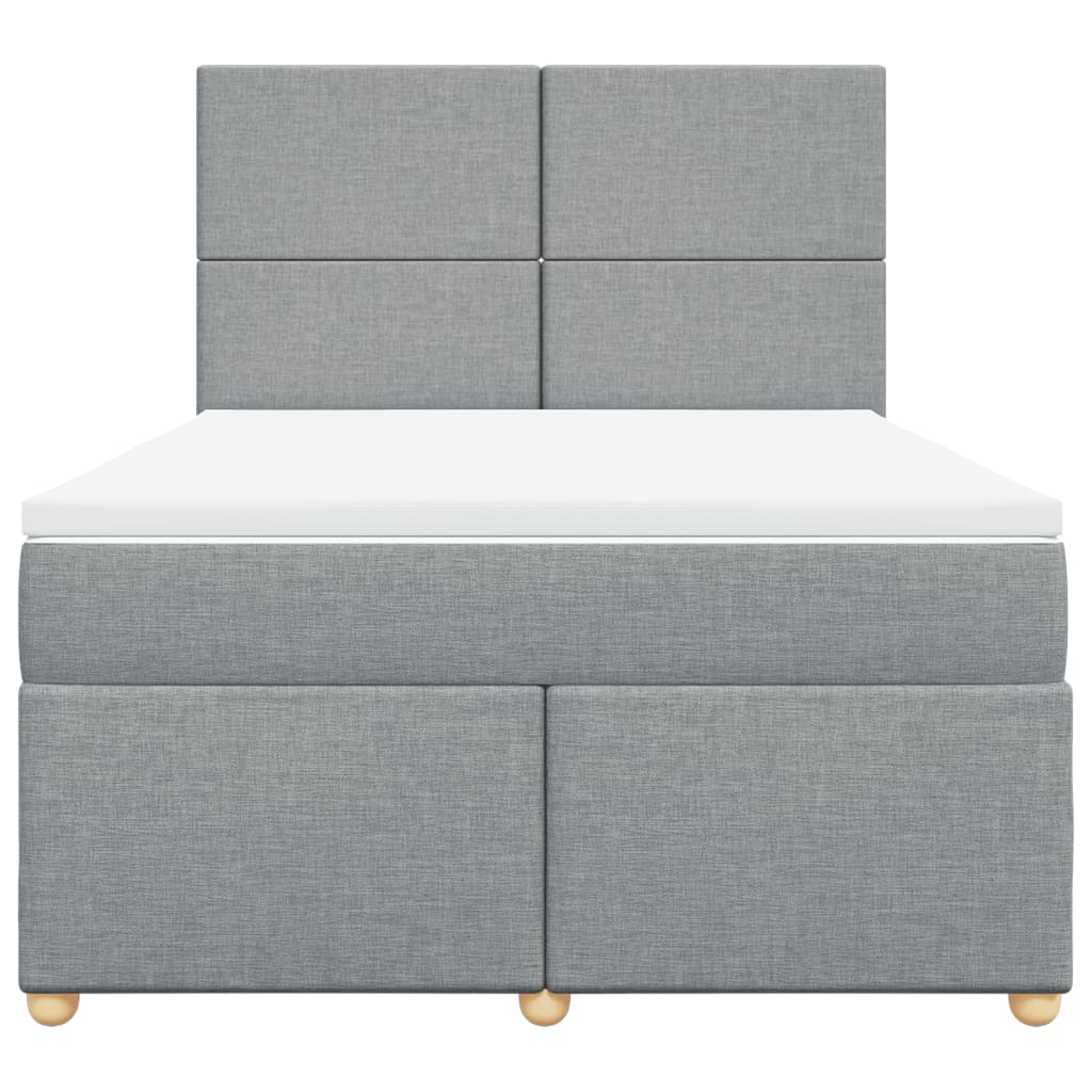 Krevet box spring s madracem svjetlosivi 140x200 cm od tkanine