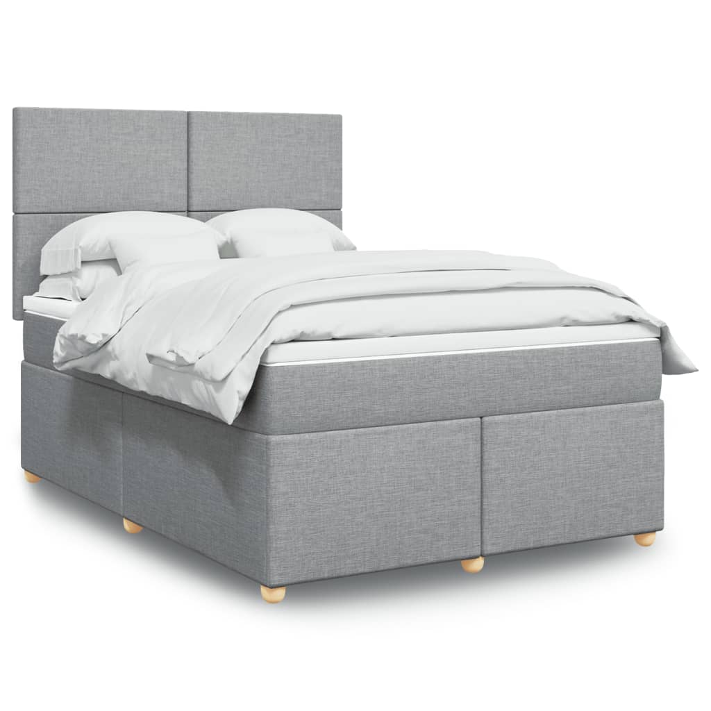 Krevet box spring s madracem svjetlosivi 140x200 cm od tkanine
