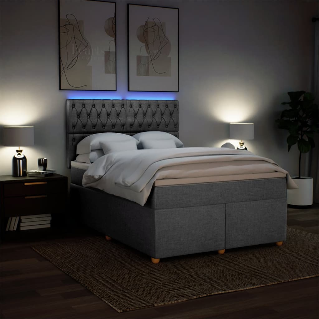 Krevet box spring s madracem svjetlosivi 140x200 cm od tkanine