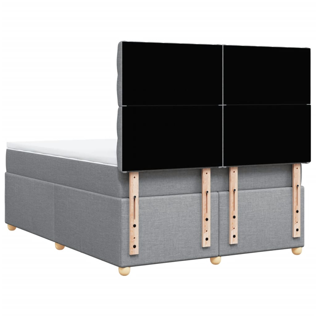 Krevet box spring s madracem svjetlosivi 140x200 cm od tkanine