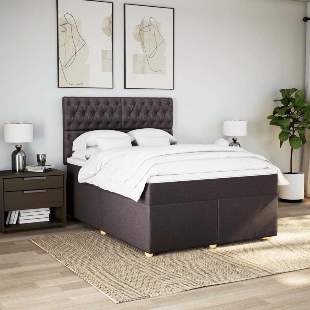 Krevet s oprugama i madracem tamnosmeđi 140x200 cm tkanina