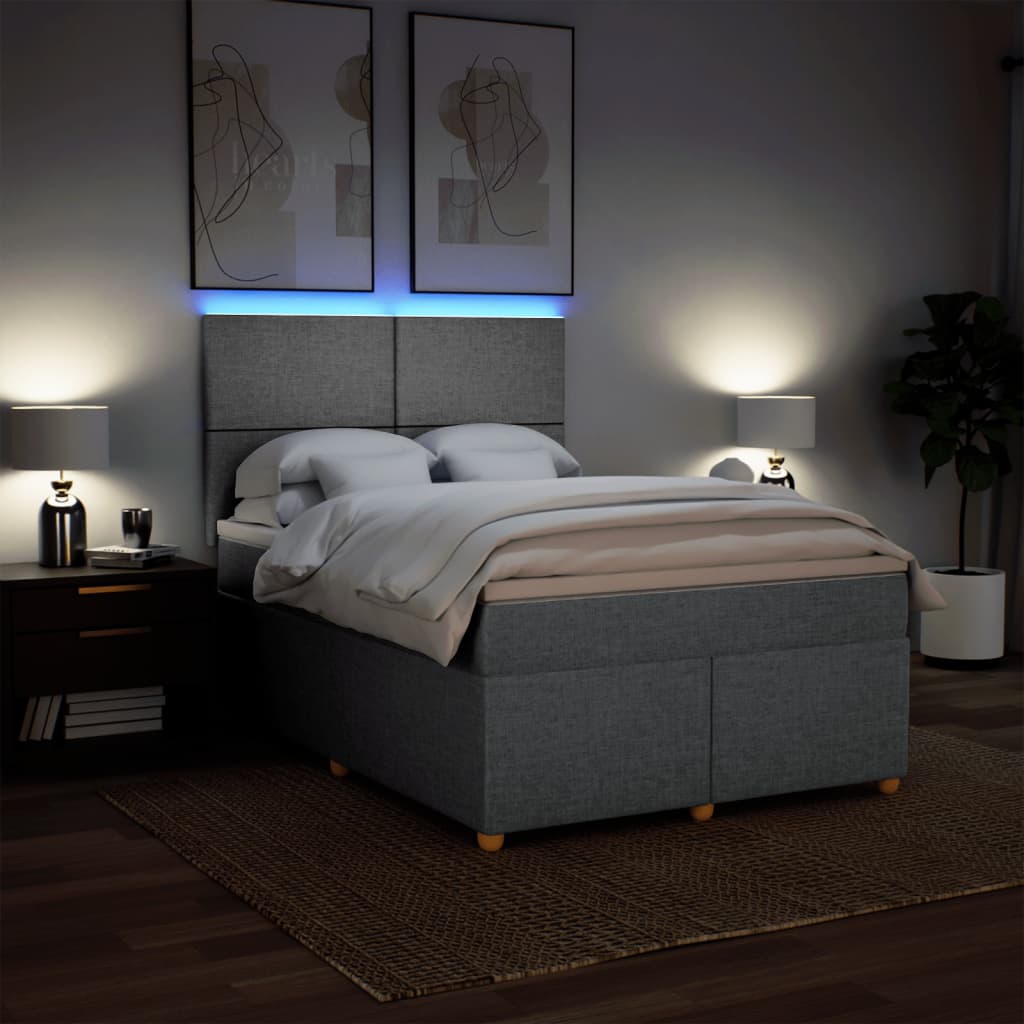 Krevet box spring s madracem svjetlosiva 160x200 cm tkanina
