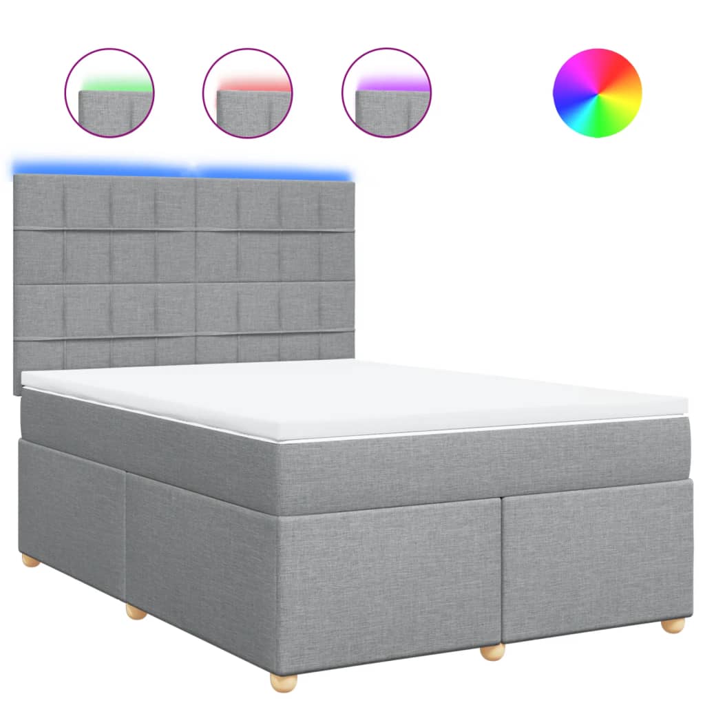 Krevet box spring s madracem svjetlosiva 160x200 cm tkanina