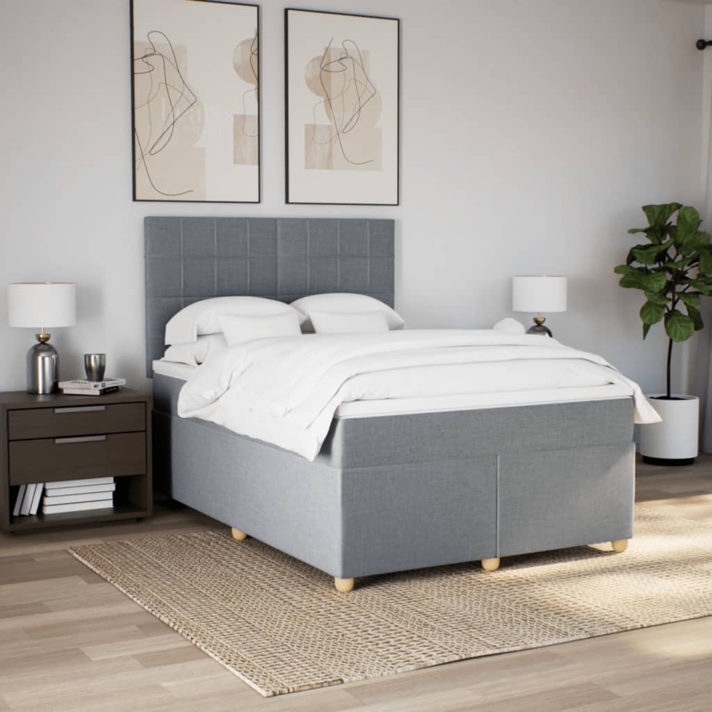 Krevet box spring s madracem svjetlosiva 160x200 cm tkanina