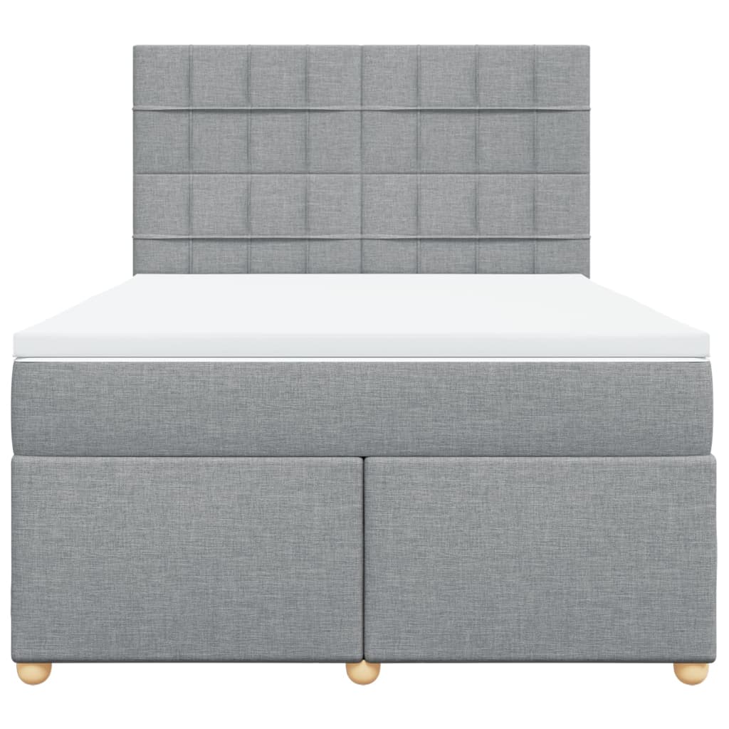 Krevet box spring s madracem svjetlosiva 160x200 cm tkanina
