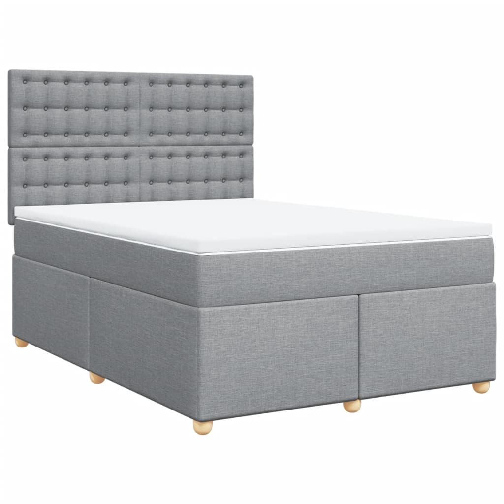 Krevet box spring s madracem svjetlosiva 160x200 cm tkanina