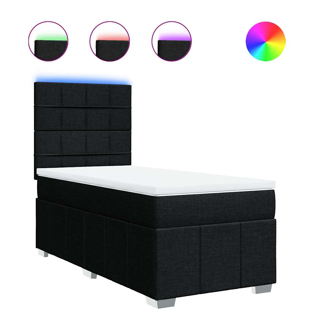Box spring krevet s madracem crni 80 x 200 cm od tkanine