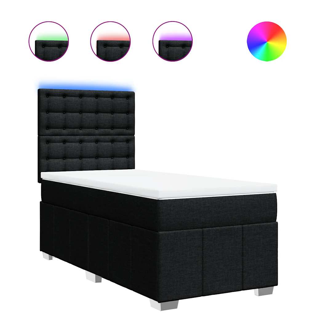 Box spring krevet s madracem crni 80 x 200 cm od tkanine