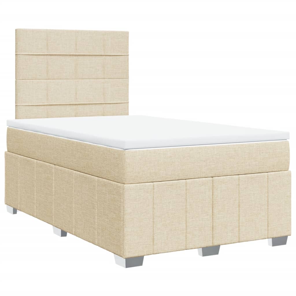 Krevet s oprugama i madracem krem 120 x 200 cm od tkanine