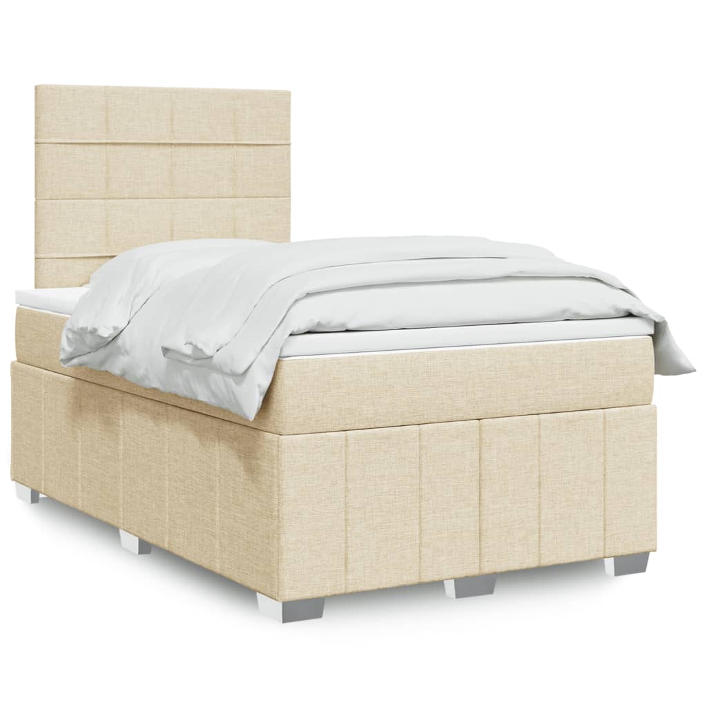 Krevet s oprugama i madracem krem 120 x 200 cm od tkanine