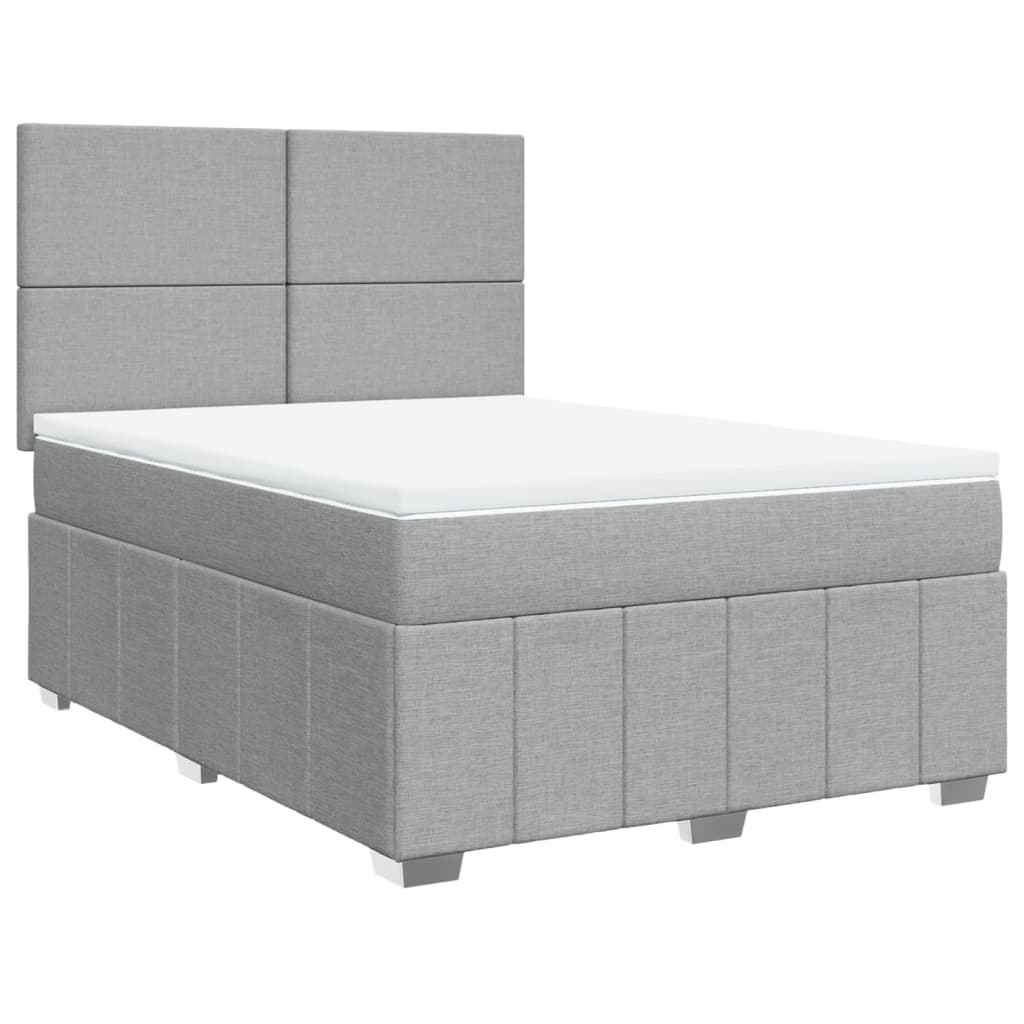 Krevet s oprugama i madracem svjetlosivi 140x190 cm od tkanine