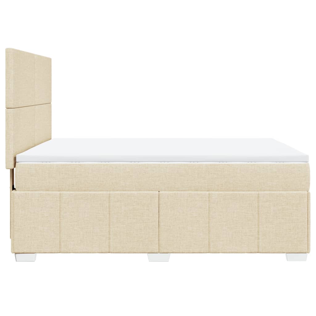 Krevet s oprugama i madracem krem 140 x 190 cm od tkanine