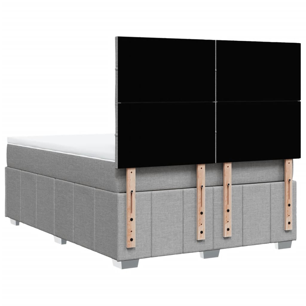 Krevet s oprugama i madracem svjetlosivi 140x190 cm od tkanine