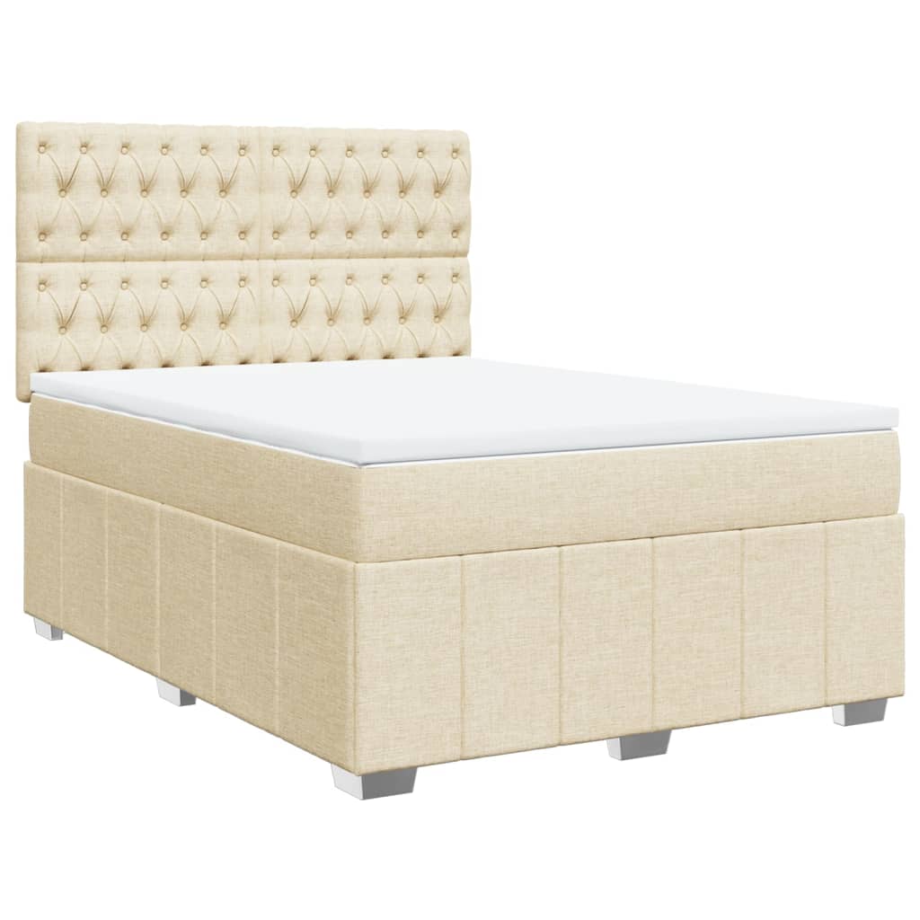 Krevet s oprugama i madracem krem 140 x 190 cm od tkanine