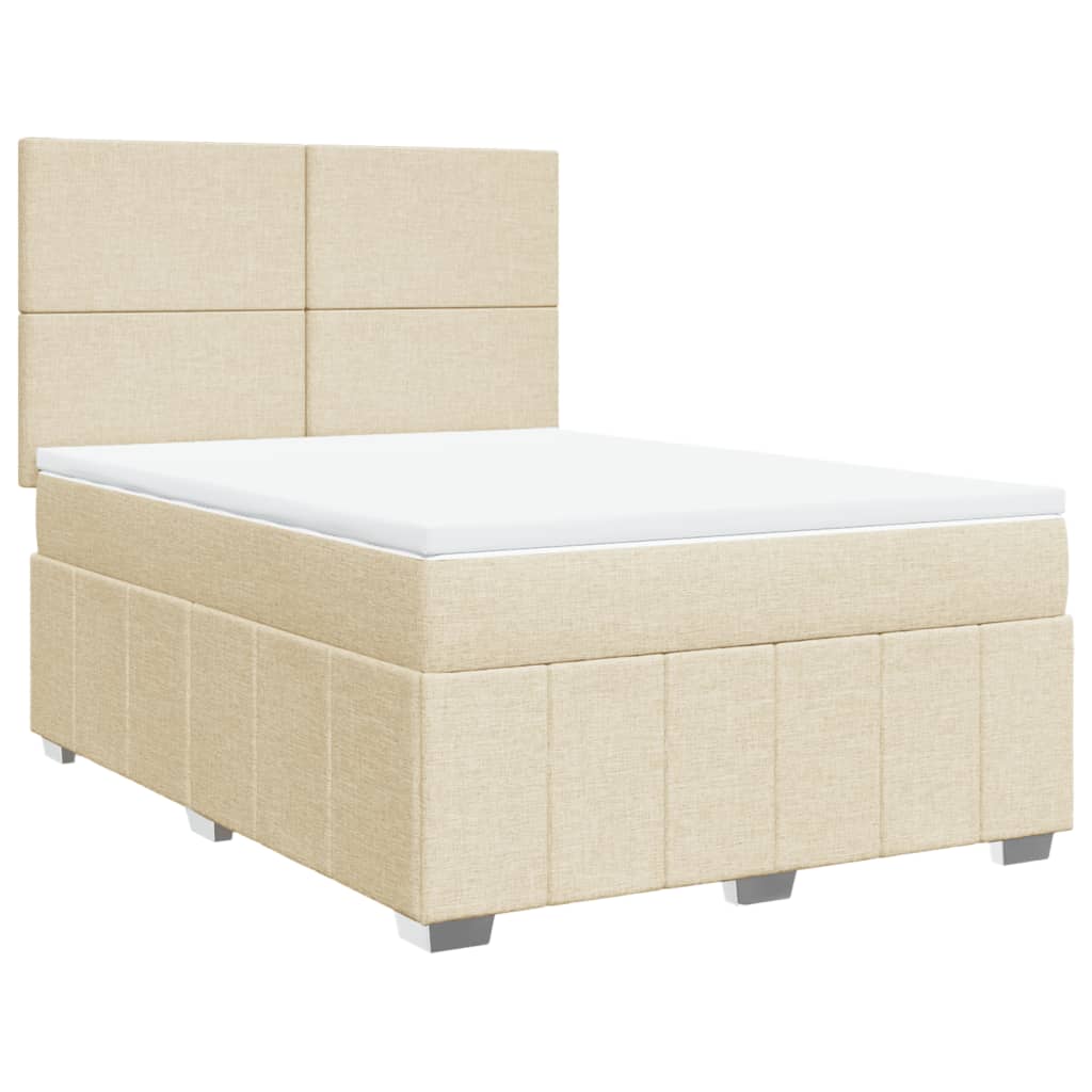 Krevet s oprugama i madracem krem 140x200 cm od tkanine