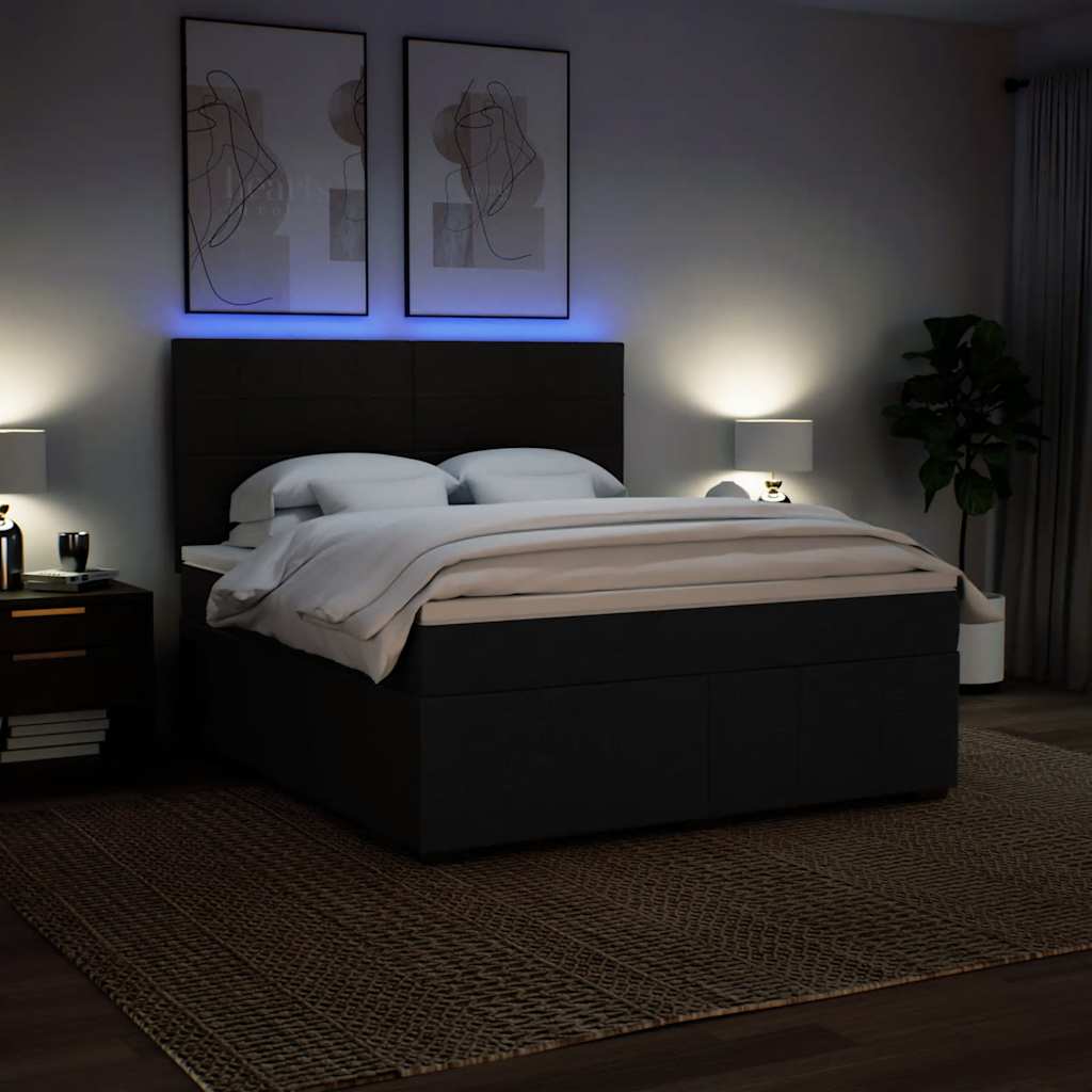 Krevet s oprugama i madracem crni 180x200 cm od tkanine
