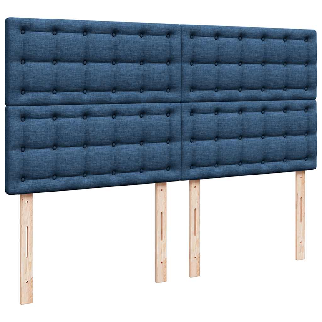 Krevet s oprugama i madracem plavi 200 x 200 cm od tkanine
