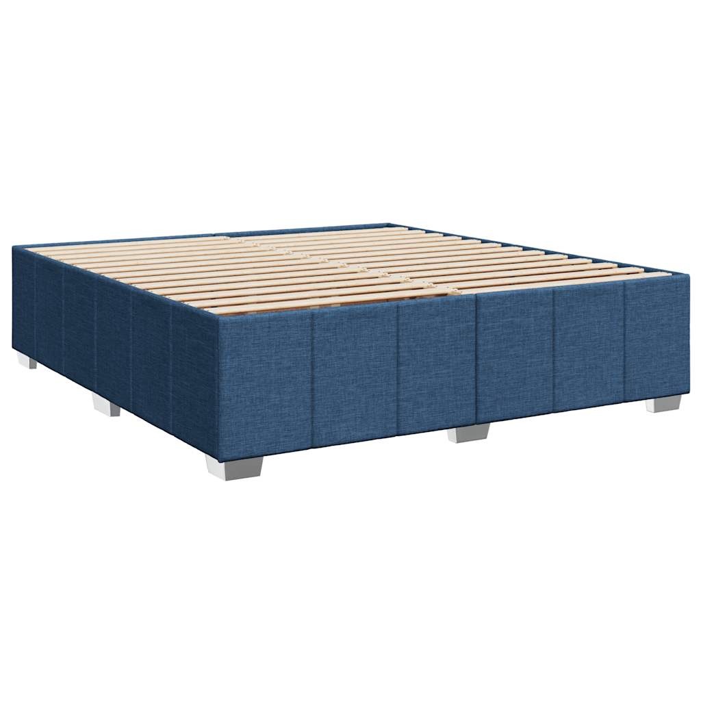 Krevet s oprugama i madracem plavi 200 x 200 cm od tkanine