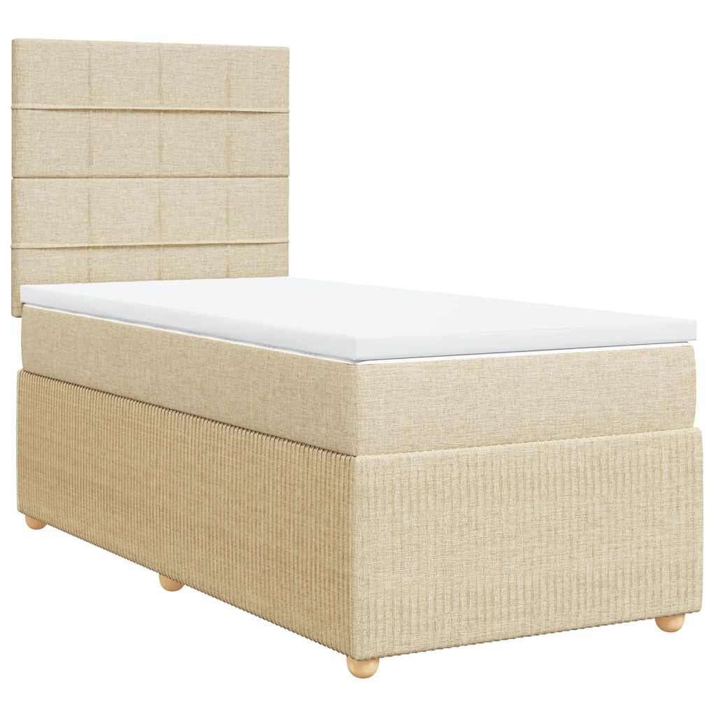 Krevet s oprugama i madracem krem 90 x 190 cm od tkanine