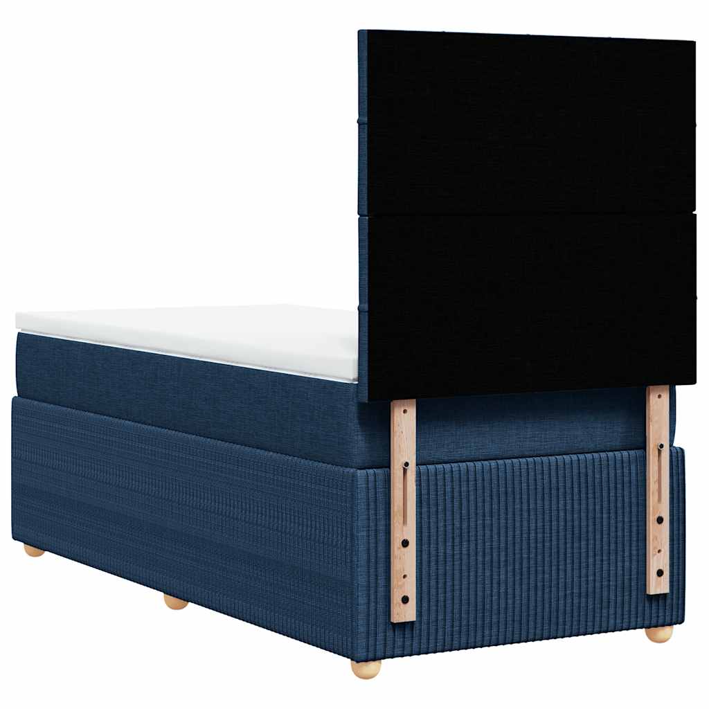Krevet s oprugama i madracem plavi 90 x 190 cm od tkanine