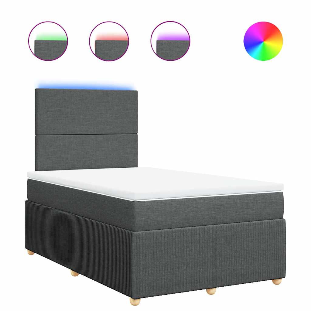 Krevet box spring s madracem tamnosivi 120 x 190 cm tkanina