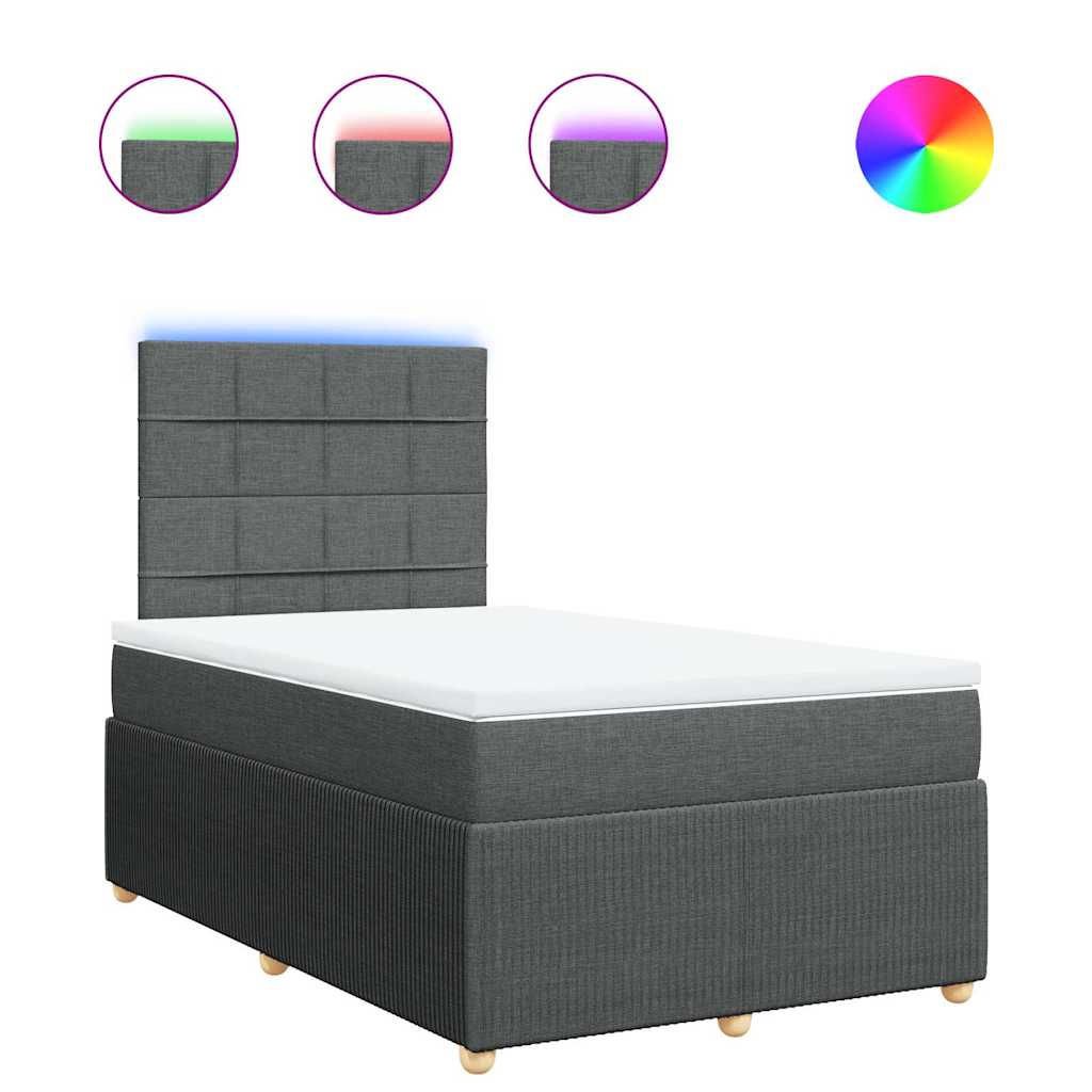 Krevet box spring s madracem tamnosivi 120 x 190 cm tkanina